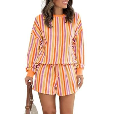 Amazon : Tankaneo Womens Striped Short Sets 2 Piece Outfits $12 (Reg $25) + Free prime shipping. #ad