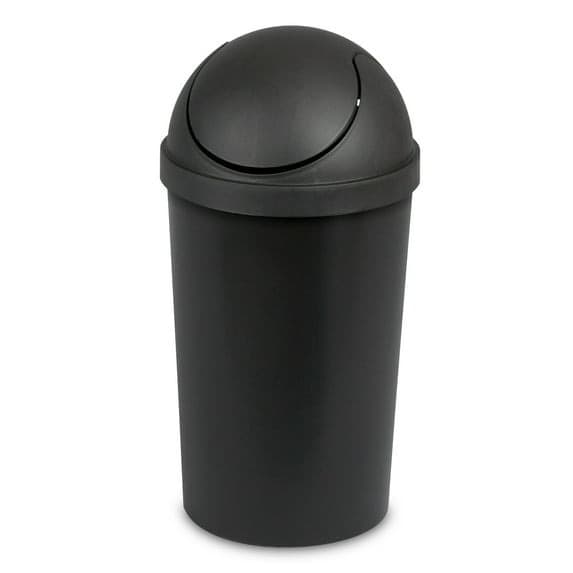 Walmart #ad :Sterilite Small Bathroom Trash Can, 3 Gallon Plastic Garbage Bucket Bin with Swing Top Lid, Black For $6.74 (Reg $27)