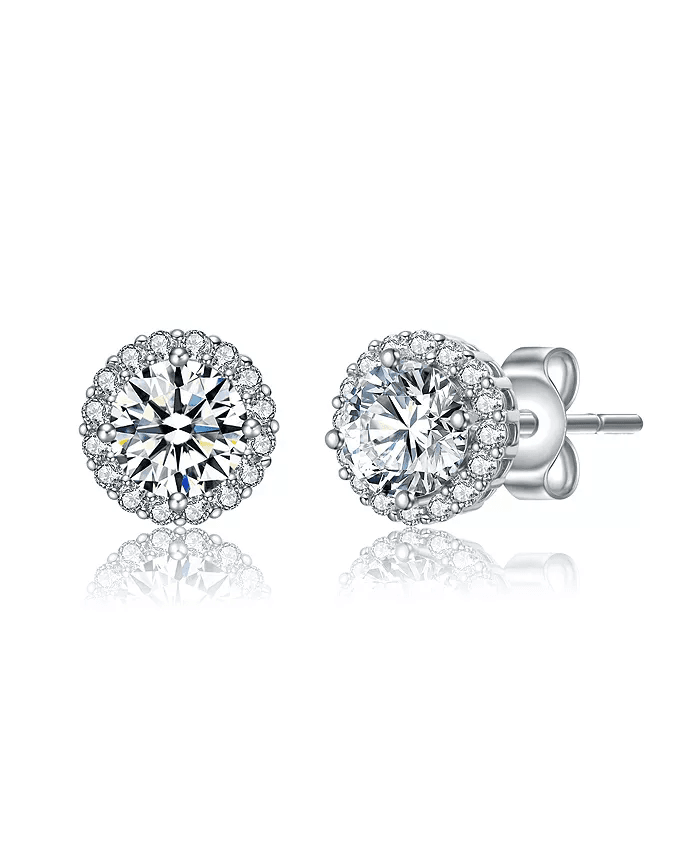 Macys #Ad:Rachel Glauber Elegant Dazzling Round Cubic Zirconia Halo Stud Earrings $21.25 (was $85) + store pickup.
