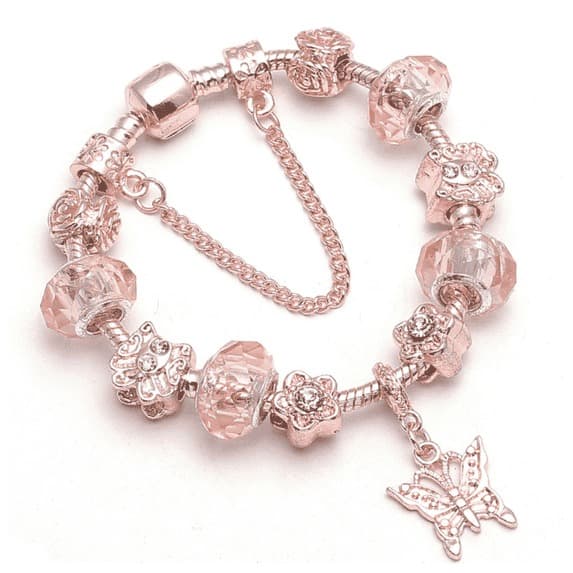 Walmart #ad :14K Rose Gold Plated Murano and Crystal Butterfly Bracelet For $16.99