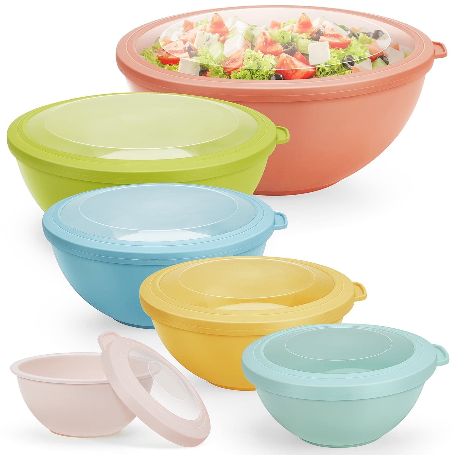 Walmart #ad :Vesteel 6Pcs Mixing Bowl Set with Lids, Plastic Nesting Bowls for Mixing For $18.59 (Reg $31.99)