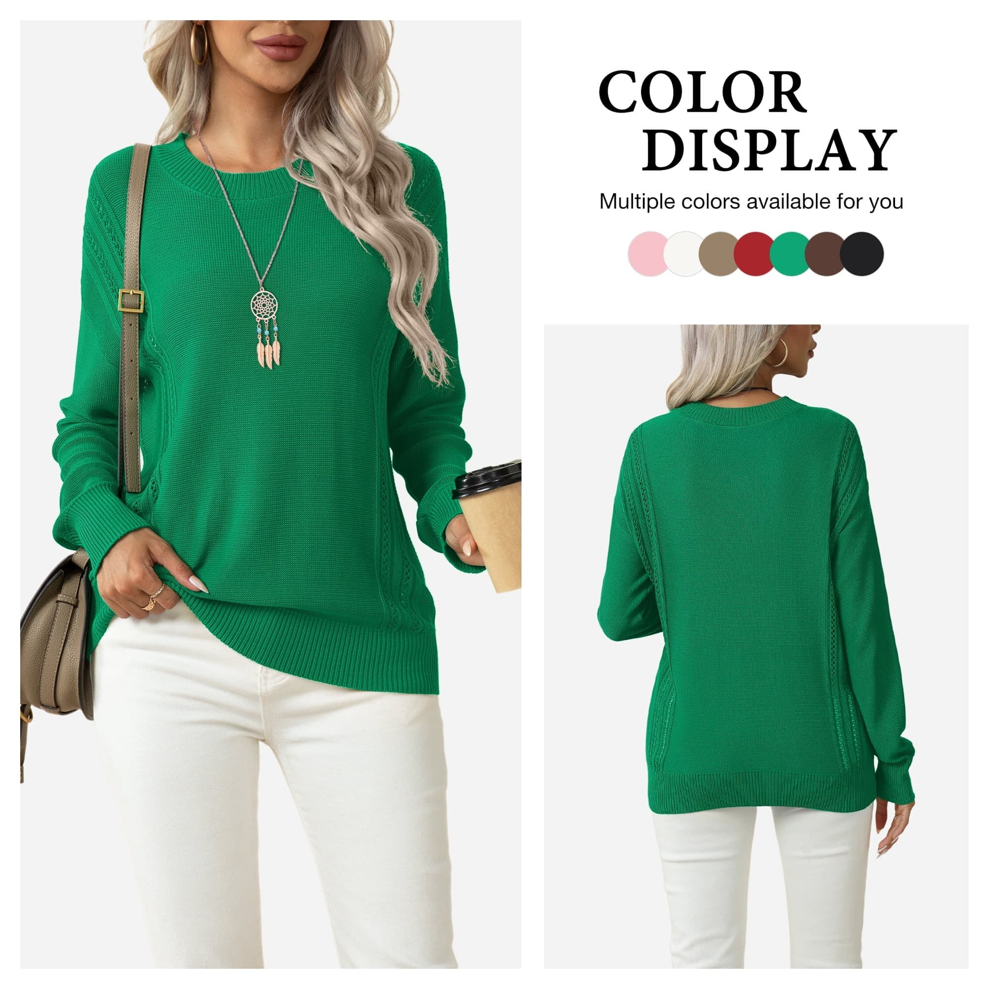 Walmart #ad :Asklazy Women’s Fall Soft Crewneck Long Sleeve Hollow Cable Knit Pullover Sweaters For $14.82 (Reg $19.99)