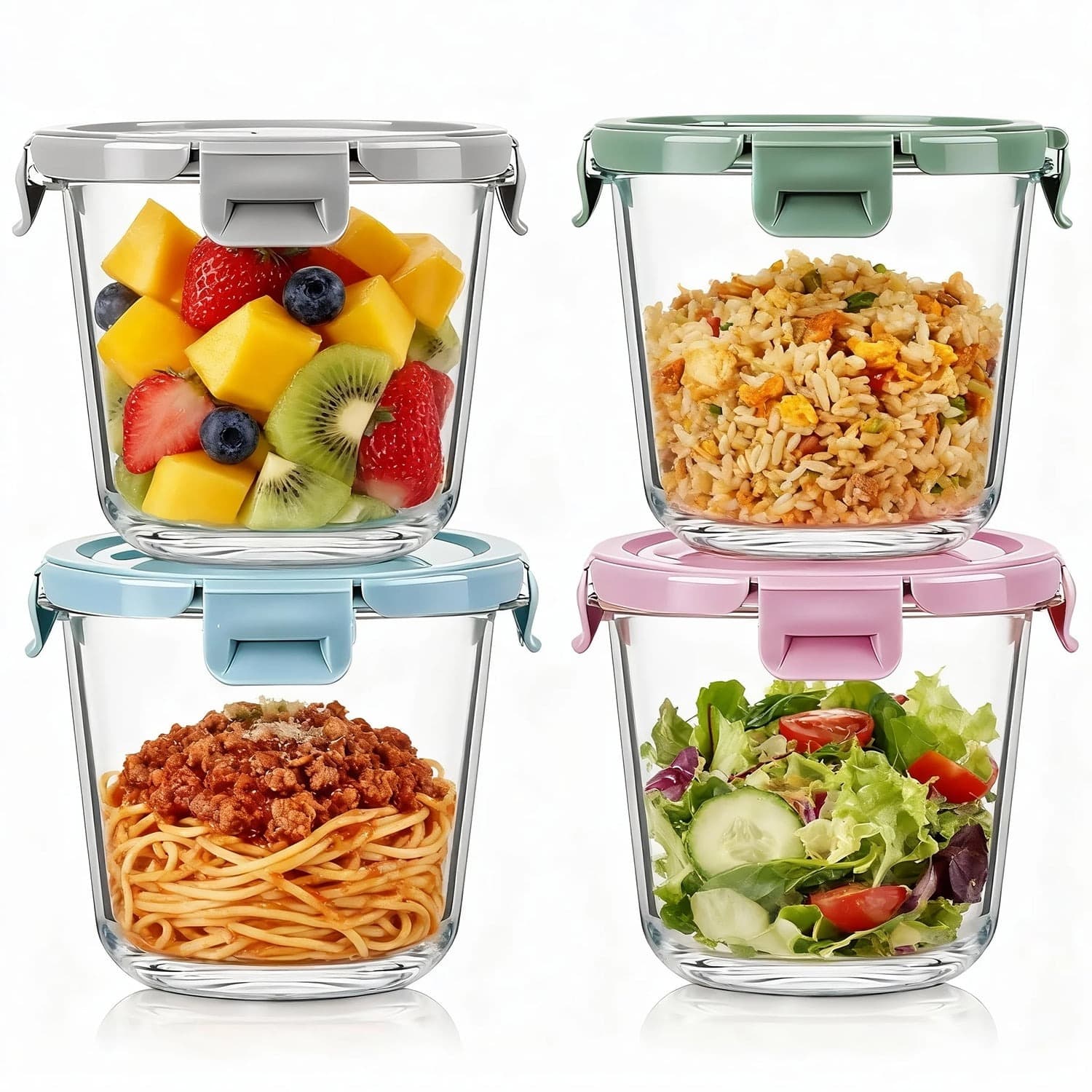 Walmart #ad :8 Pcs Glass Food Storage Containers with Airtight Lids, 3 Cup Round Lunch Box Jars For $18.99 (Reg $34.99)