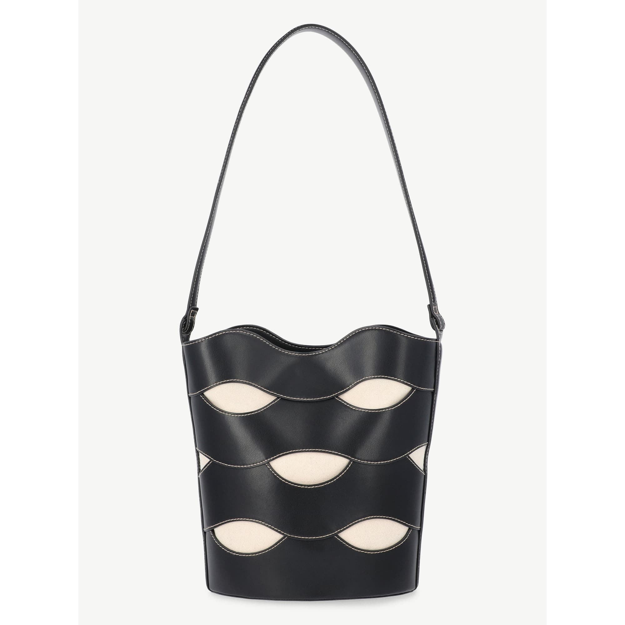 Walmart #ad :Free Assembly Women’s Maria Cut Out Bucket Bag, Black/Cream For $26