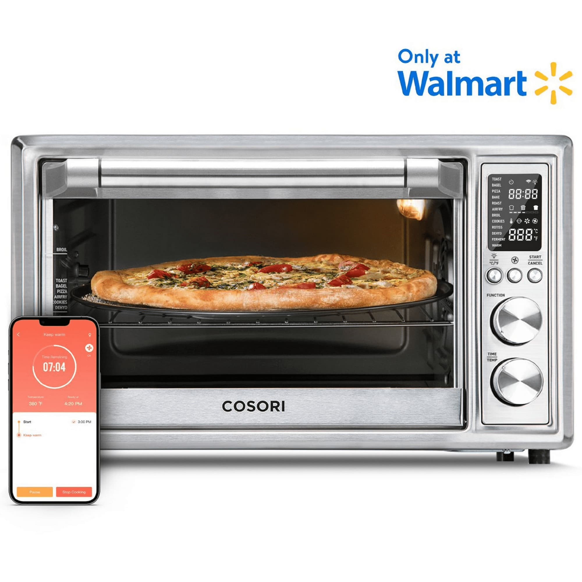 Walmart #ad :Cosori 9-Slice Smart Air Fryer Toaster Oven, Stainless Steel, Silver For $129 (Reg $179)