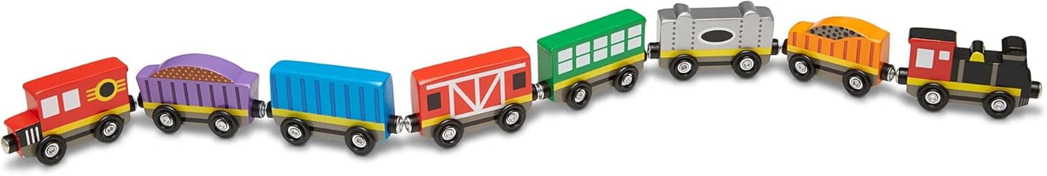 Amazon : 8-Piece Melissa & Doug Wooden Magnetic Train Cars for $10.94 (Reg $27) + Free prime shipping. #ad