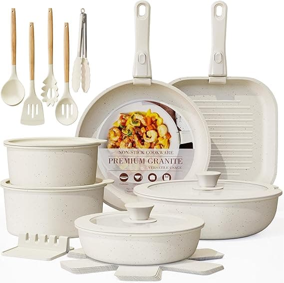 Amazon : 23-Pieces Astercook Pots & Pans Non Stick Ceramic Cookware Set $79 (Reg $119) + Free shipping. #ad