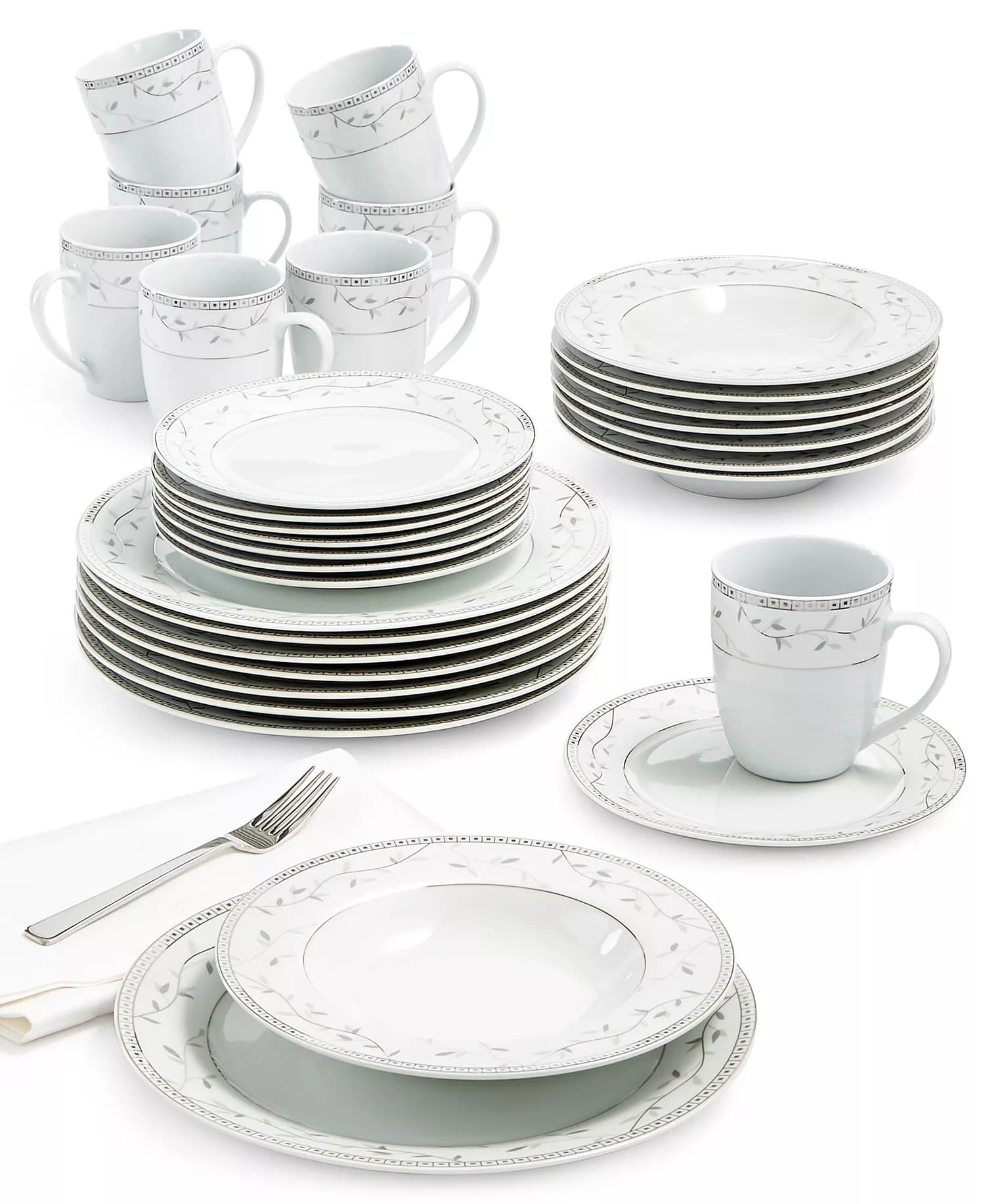 Macys #ad : Fitz and Floyd Platinum Vine 32-Piece Dinnerware Set for $79.99 (reg $200) + Free Shipping.