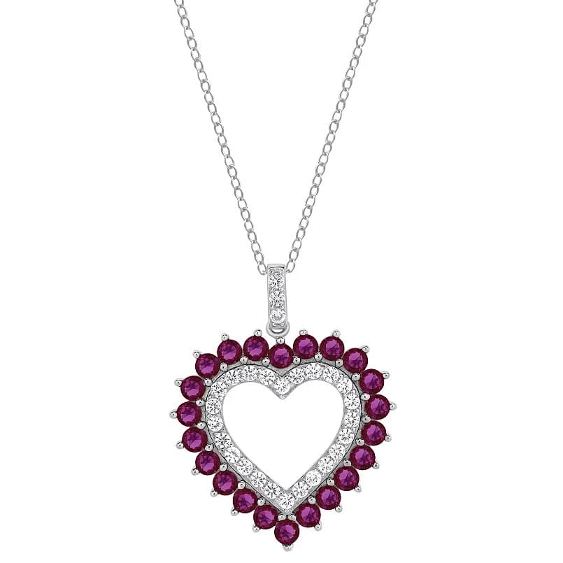 Kohls #ad : Gemstone Brilliance Lab-Created Gemstone Heart Pendant Necklace for $27.99 (Reg $100) + Free Pickup.