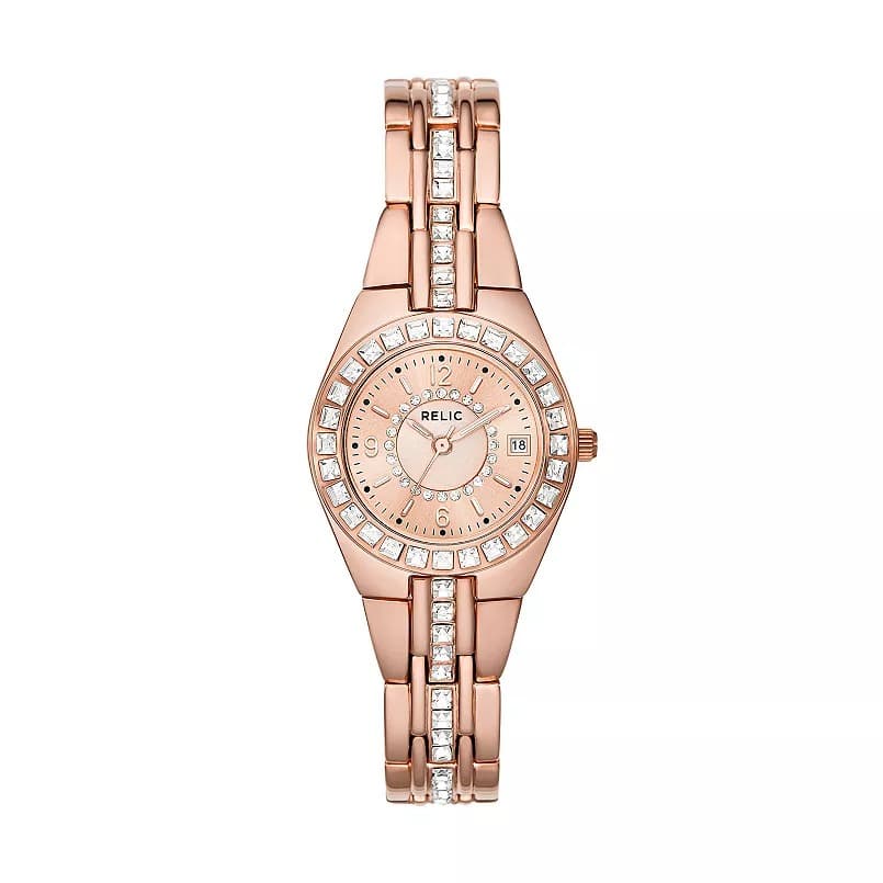 Kohls #ad : Relic by Fossil Women’s Rose Gold Tone Crystal Watch for $53 (Reg $100) + $10 Kohl’s Cash + Free Shipping.